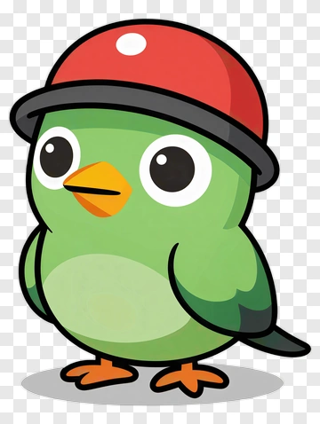Green Bird With Red Hat PNG