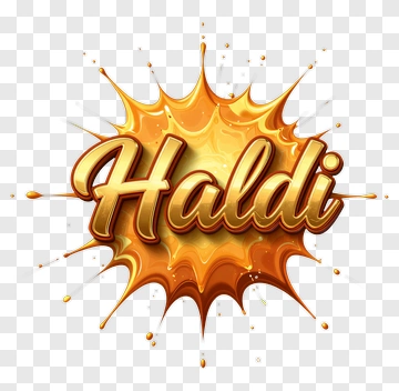 Golden Haldi Text With Splatter PNG