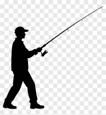 Silhouette Of A Fisherman Holding A Rod PNG