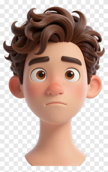 Cartoon Boy With Curly Brown Hair PNG