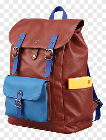 Red And Blue Backpack With Notebook PNG