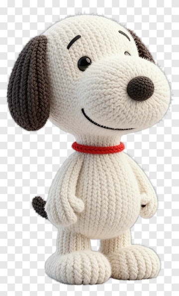 Snoopy Knitted Dog With Red Collar PNG