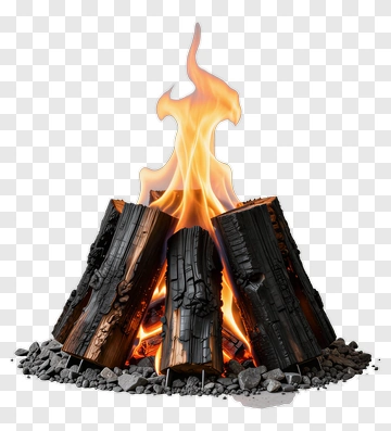 Realistic Campfire With Burning Logs PNG