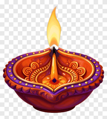 Ornate Diya With Flame PNG