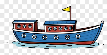 Hand-drawn Blue Boat With Yellow Flag PNG