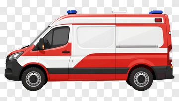 Red And White Ambulance Van PNG