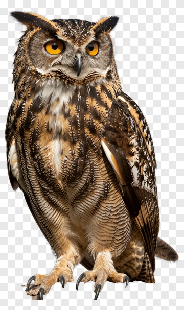 Great Horned Owl Perched On Branch PNG