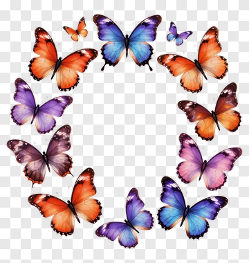 Butterflies In A Circular Arrangement PNG
