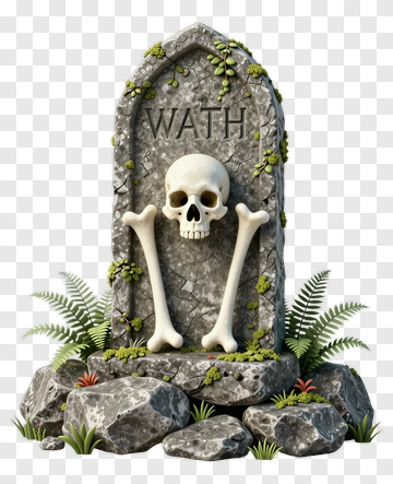 Gravestone With Skull And Bones PNG