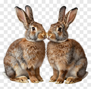 Two Rabbits Facing Each Other PNG