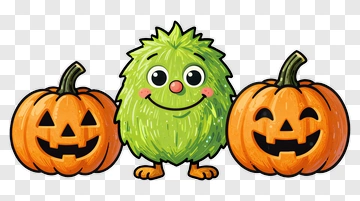 Green Monster With Jack-o-lanterns PNG
