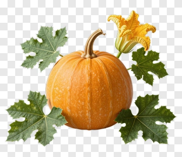 Orange Pumpkin With Yellow Flower PNG
