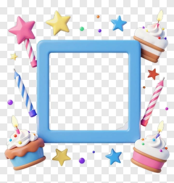 Birthday Party Decorations With Cupcakes And Candles PNG