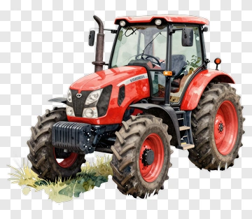 Red Tractor On Grass PNG