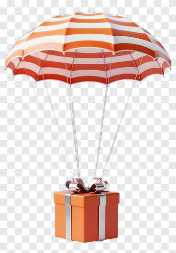 Orange Gift Box With Parachute PNG