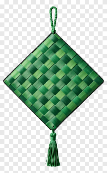 Green Woven Mat With Tassel PNG