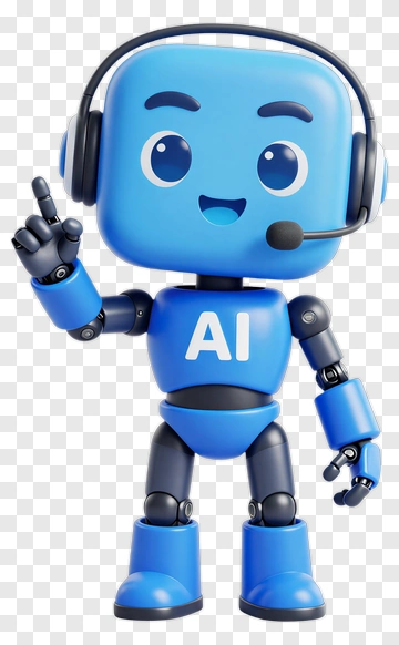 Blue AI Robot With Headset PNG