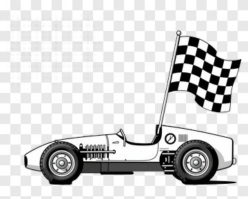 Classic Race Car With Checkered Flag PNG