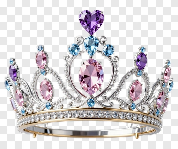 Elegant Crown With Pink And Purple Gemstones PNG