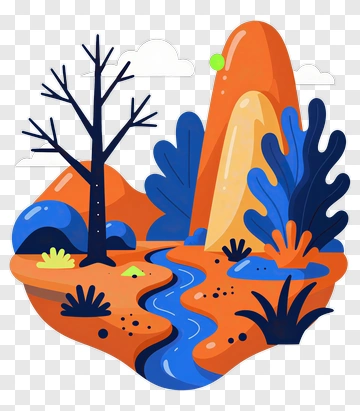 Mountain River Landscape PNG