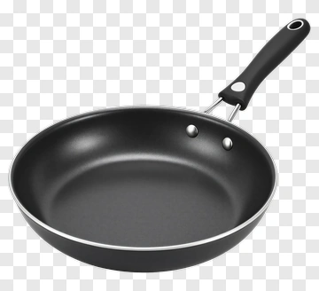 Black Frying Pan With Silver Rim PNG