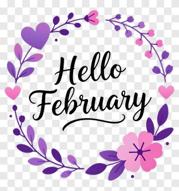 Hello February Wreath Design PNG