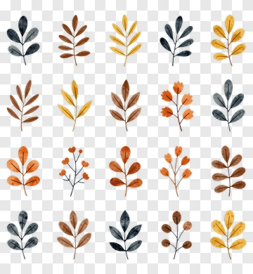 Watercolor Autumn Leaves Collection PNG