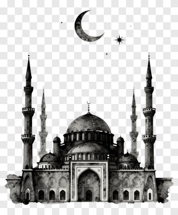 Islamic Mosque With Crescent Moon And Stars PNG