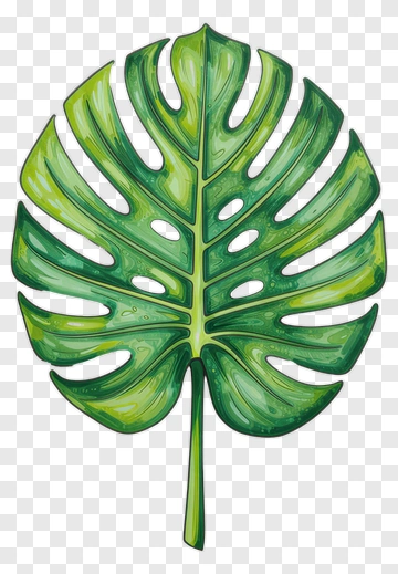 Monstera Leaf Hand Drawn PNG