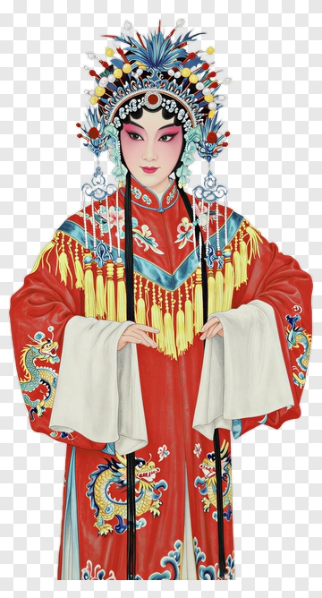 Peking Opera Performer In Red Costume PNG