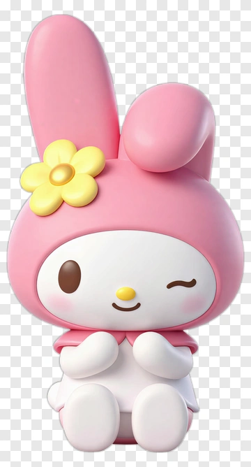 My Melody Cartoon Rabbit With Yellow Flower PNG