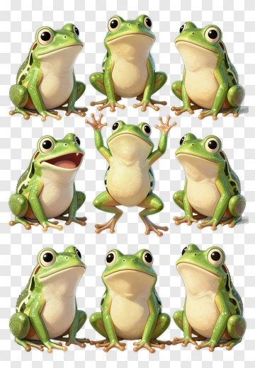 Green Cartoon Frogs PNG