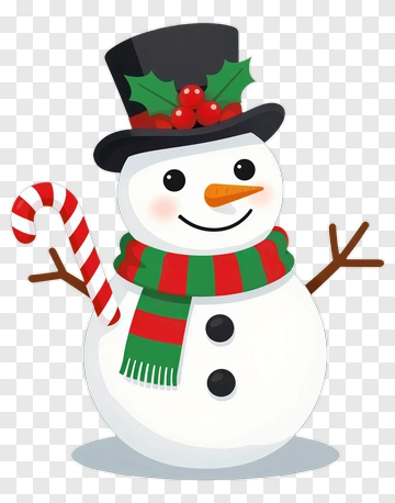 Happy Snowman With Candy Cane PNG