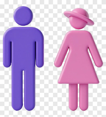 Purple Man And Pink Woman With Hat PNG