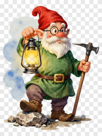 Giant Miner With Lantern And Pickaxe PNG