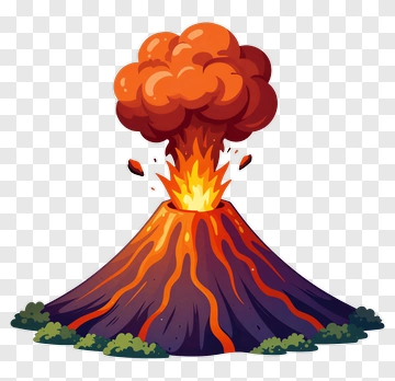 Volcano Eruption With Lava And Ash Cloud PNG