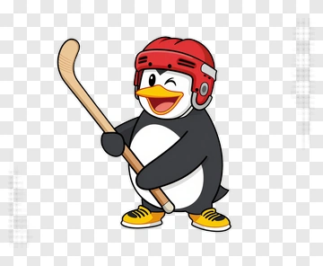 Happy Penguin Hockey Player PNG