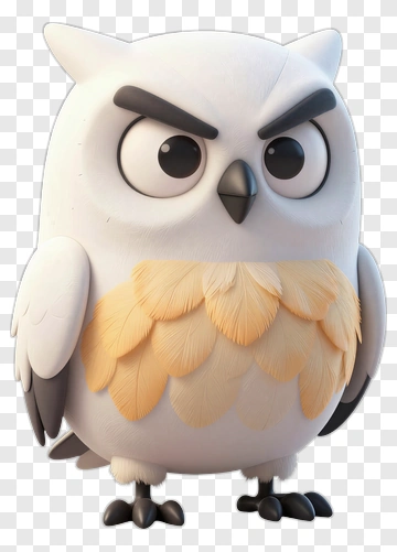 Angry Owl Character PNG