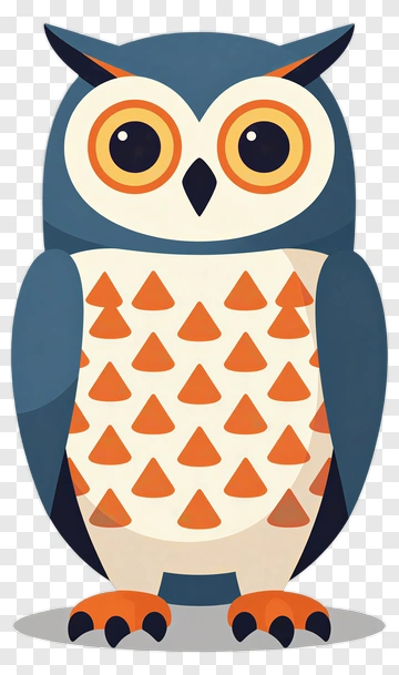 Blue Owl With Orange Pattern PNG