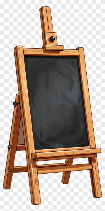 Wooden Easel With Chalkboard PNG
