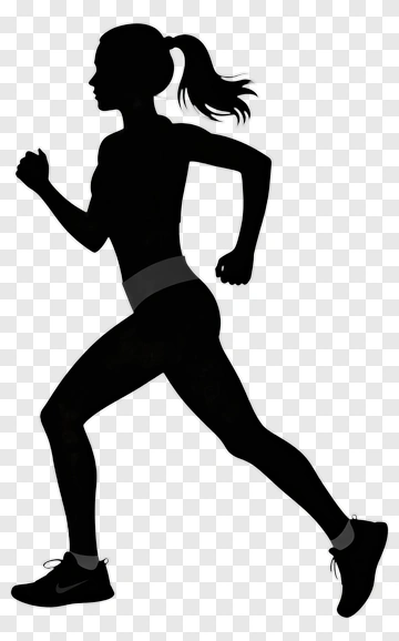 Silhouette Of A Running Woman PNG
