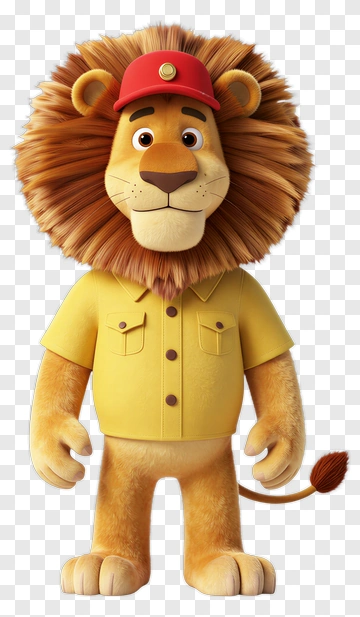 Cartoon Lion Firefighter PNG