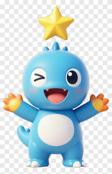 Blue Dinosaur With Star PNG