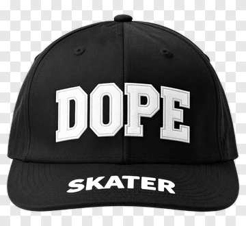 Black Cap With DOPE And SKATER Text PNG