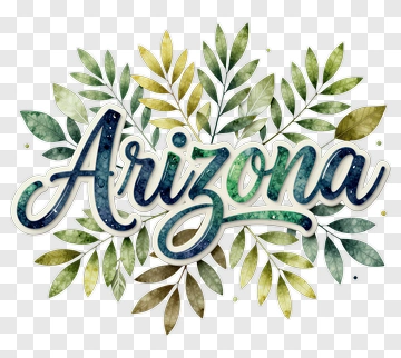 Arizona Lettering With Leaf Design PNG