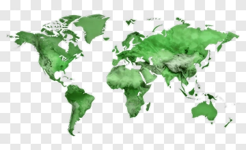 World Map In Watercolor Green PNG