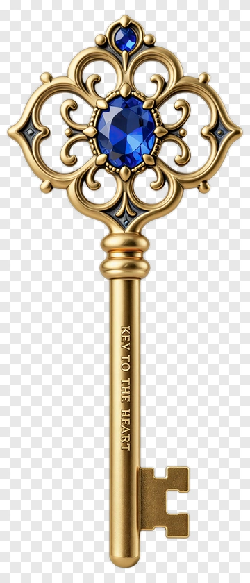 Golden Key With Sapphire PNG