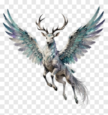 Flying Deer With Feathers PNG
