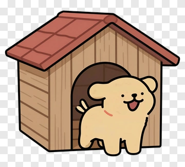 Happy Dog In Dog House PNG
