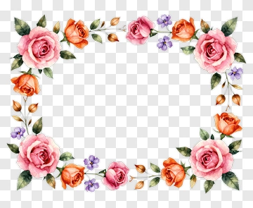 Watercolor Floral Frame With Roses PNG